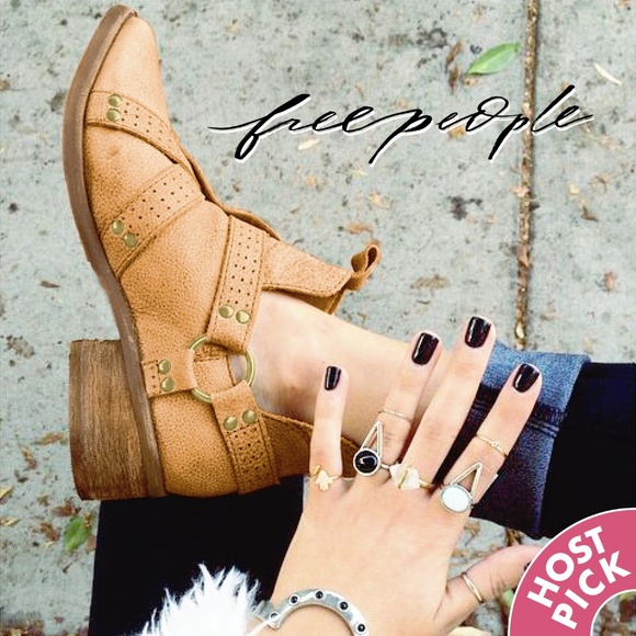 Free People Shoes - Edgy Studded Harness Pointy Toe Ankle Boot NIB